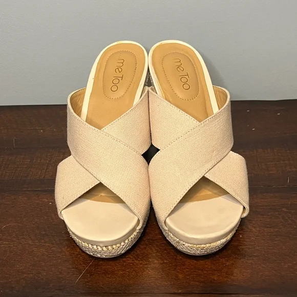 Me Too Brand Cream Wedges with Braided Platform - Size 7 - Picture 2 of 6